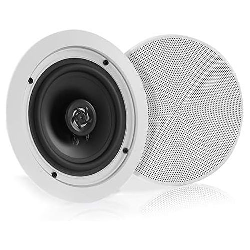  [아마존베스트]Pyle 5.25” Pair Bluetooth Flush Mount In-wall In-ceiling 2-Way Speaker System Quick Connections Changeable Round/Square Grill Polypropylene Cone & Polymer Tweeter Stereo Sound 150