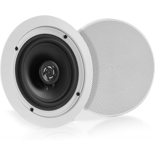  [아마존베스트]Pyle 5.25” Pair Bluetooth Flush Mount In-wall In-ceiling 2-Way Speaker System Quick Connections Changeable Round/Square Grill Polypropylene Cone & Polymer Tweeter Stereo Sound 150