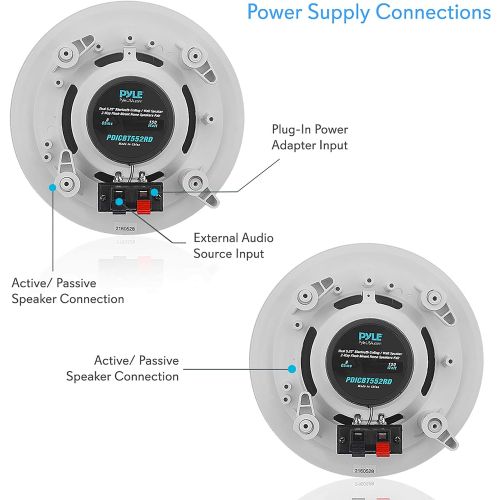  [아마존베스트]Pyle 5.25” Pair Bluetooth Flush Mount In-wall In-ceiling 2-Way Speaker System Quick Connections Changeable Round/Square Grill Polypropylene Cone & Polymer Tweeter Stereo Sound 150