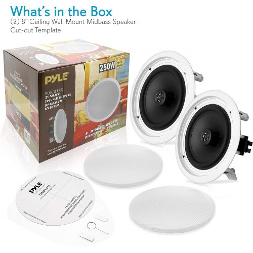  [아마존베스트]Pyle 8 2-Way Midbass Woofer Speakers - Pair In-Wall/In-Ceiling Woofer Speaker System 1 High Temperature Voice Coil Flush Mount Design w/50Hz - 20kHz Frequency Response 250 Watts Peak -