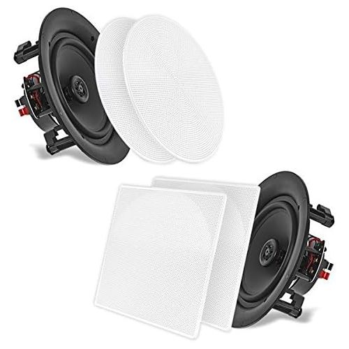  [아마존베스트]Pyle 6.5” 2-Way Midbass Speakers - Pair of in-Wall/in-Ceiling Woofer Speaker System 1/2 High Compliance Polymer Tweeter Flush Mount Design w/ 60Hz - 20kHz Frequency Response 200 Wa