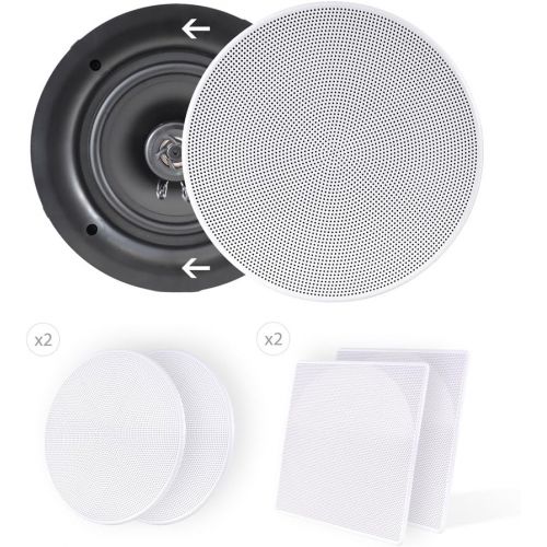  [아마존베스트]Pyle 6.5” 2-Way Midbass Speakers - Pair of in-Wall/in-Ceiling Woofer Speaker System 1/2 High Compliance Polymer Tweeter Flush Mount Design w/ 60Hz - 20kHz Frequency Response 200 Wa