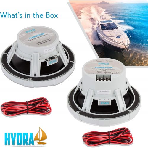  [아마존베스트]6.5 Inch Bluetooth Marine Speakers - 2-way IP-X4 Waterproof and Weather Resistant Outdoor Audio Dual Stereo Sound System with 600 Watt Power and Low Profile Design - 1 Pair - Pyle