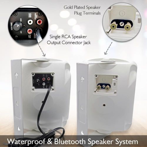  [아마존베스트]Outdoor Waterproof Wireless Bluetooth Speaker - 6.5 Inch Pair 2-Way Weatherproof Wall/Ceiling Mounted Dual Speakers w/Heavy Duty Grill, Universal Mount, Patio, Indoor Use - Pyle PD