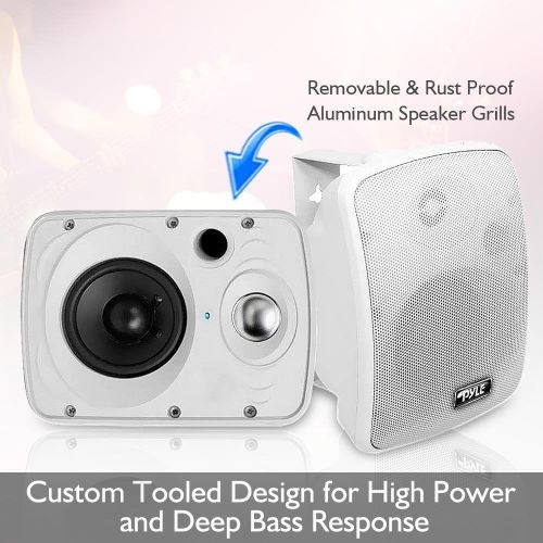  [아마존베스트]Outdoor Waterproof Wireless Bluetooth Speaker - 6.5 Inch Pair 2-Way Weatherproof Wall/Ceiling Mounted Dual Speakers w/Heavy Duty Grill, Universal Mount, Patio, Indoor Use - Pyle PD