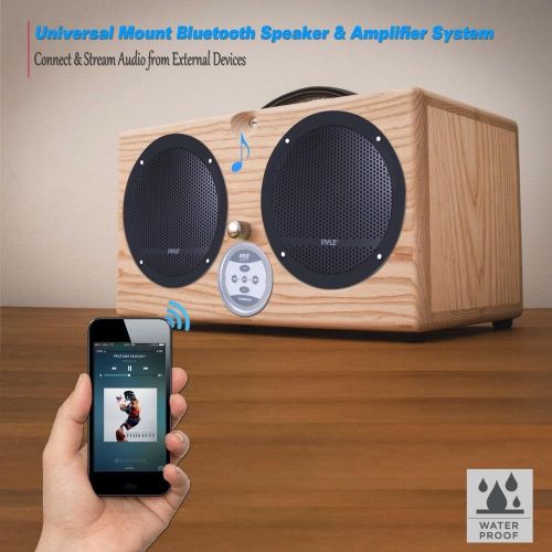 [아마존베스트]Pyle Bluetooth Marine Grade Flush Mount 2-Way Speaker System Amplified Full Range Stereo Sound Dual Cone Dome Waterproof Universal Use Vehicle Home with Aux 3.5mm Input Pair 6.5” 2