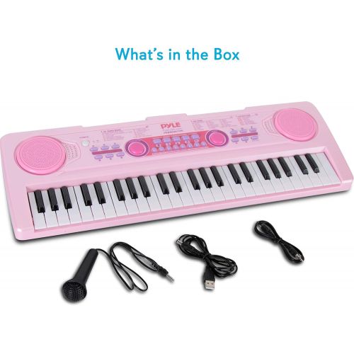  [아마존베스트]Electric Keyboard Piano for Kids-Portable 49 Key Electronic Musical Karaoke Keyboard, Learning Keyboard for Children w/Drum Pad, Recording, Microphone, Built-in Speaker-Pyle PKBRD4
