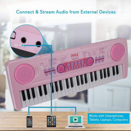  [아마존베스트]Electric Keyboard Piano for Kids-Portable 49 Key Electronic Musical Karaoke Keyboard, Learning Keyboard for Children w/Drum Pad, Recording, Microphone, Built-in Speaker-Pyle PKBRD4