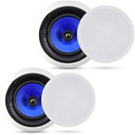 Pyle 2-Way In-Wall In-Ceiling Speaker System - Dual 8 Inch 300W Pair of Ceiling Wall Flush Mount Speakers w/ 1 Silk Dome Tweeter, Adjustable Treble Control - For Home Theater Entertainm