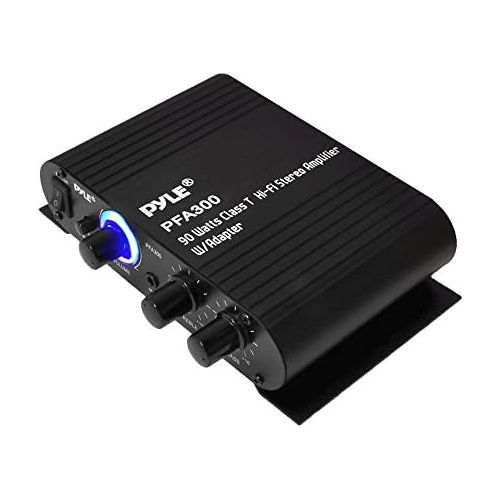  Pyle Power Home HiFi Stereo Amplifier - 90 Watt Portable Dual Channel Surround Sound Audio Receiver w/ 12V Adapter - For Subwoofer Speaker, MP3, iPad, iPhone, Car, Marine Boat, PA Syste