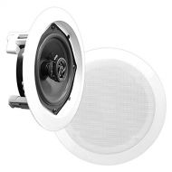 Pyle 5.25” Ceiling Wall Mount Speakers - Pair of 2-Way Midbass Woofer Speaker 1 Polymer Dome Tweeter Flush Design w/ 80Hz - 20kHz Frequency Response & 150 Watts Peak Easy Installation -