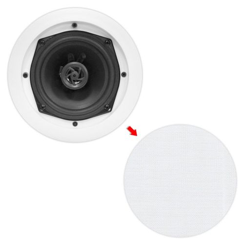  Pyle 5.25” Ceiling Wall Mount Speakers - Pair of 2-Way Midbass Woofer Speaker 1 Polymer Dome Tweeter Flush Design w/ 80Hz - 20kHz Frequency Response & 150 Watts Peak Easy Installation -