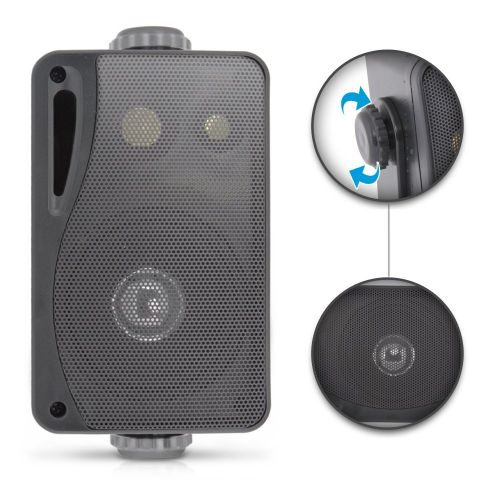  Pyle 3-way Mini Box Speaker System - 3.5 Inch 200 Watt Weatherproof Marine Grade Mount Speakers - in a Heavy Duty ABS Enclosure Grill - Home, Boat, Poolside, Patio Indoor Outdoor Use -