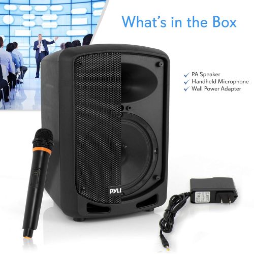  Pyle Portable Bluetooth PA Speaker System - Indoor Outdoor Karaoke Sound System w/Wireless Mic, Audio Recording, Rechargeable Battery, USB/SD Reader, Stand Mount, for Party, Crowd Contr