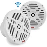 Pyle 6.5 Inch Dual Marine Speakers - Waterproof and Bluetooth Compatible 2-Way Coaxial Range Amplified Audio Stereo Sound System with Wireless RF Streaming and 600 Watt Power - 1 Pair -
