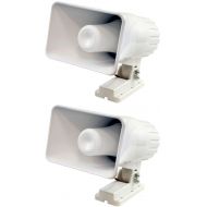 2) Pyle PHSP4 6 50 Watt Indoor/Outdoor Waterproof Home PA Horn Speaker - White