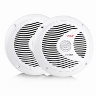 6.5 Inch Dual Marine Speakers - 2 Way Waterproof and Weather Resistant Outdoor Audio Stereo Sound System with 150 Watt Power, Polypropylene Cone and Cloth Surround - 1 Pair - PLMR6