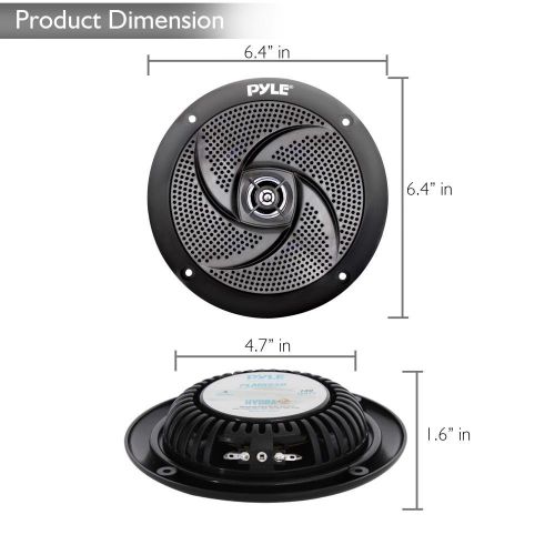  Pyle Marine Speakers - 5.25 Inch Low Profile Slim Style Waterproof Wakeboard Tower and Weather Resistant Outdoor Audio Stereo Sound System with 180 Watt Power - 1 Pair in Black (PL