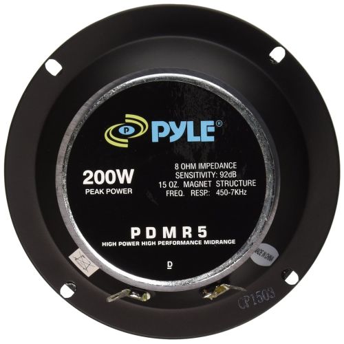  Pyle 5 Inch Woofer Driver - Upgraded 200 Watt Peak High Performance Mid-Bass Mid-Range Car Speaker 450Hz - 7kHz Frequency Response 15 Oz Magnet Structure 8 Ohm w/ 92dB and Paper Co