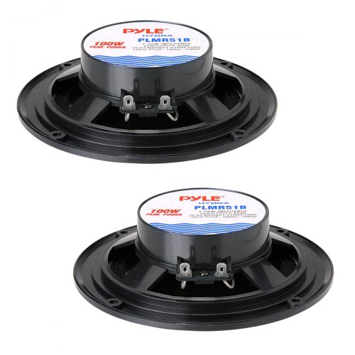  5.25 Inch Dual Marine Speakers - 2 Way Waterproof and Weather Resistant Outdoor Audio Stereo Sound System with 100 Watt Power, Polypropylene Cone and Cloth Surround - 1 Pair - PLMR