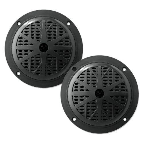  5.25 Inch Dual Marine Speakers - 2 Way Waterproof and Weather Resistant Outdoor Audio Stereo Sound System with 100 Watt Power, Polypropylene Cone and Cloth Surround - 1 Pair - PLMR