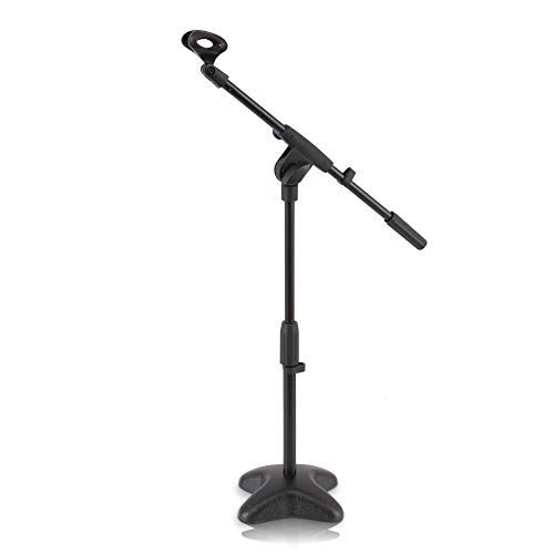  Pyle Universal Compact Microphone Stand - Mic Mount Holder Height Adjustment 19.0” to 26.0” Inch and Telescoping Boom Extension Adjustable Up to 16.0 w/ Knob Style Tension Lock Mec