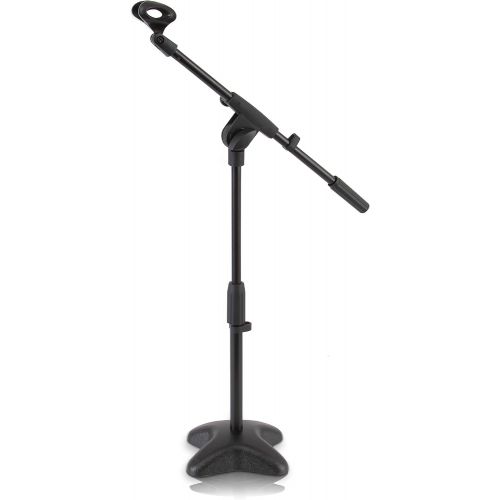  Pyle Universal Compact Microphone Stand - Mic Mount Holder Height Adjustment 19.0” to 26.0” Inch and Telescoping Boom Extension Adjustable Up to 16.0 w/ Knob Style Tension Lock Mec