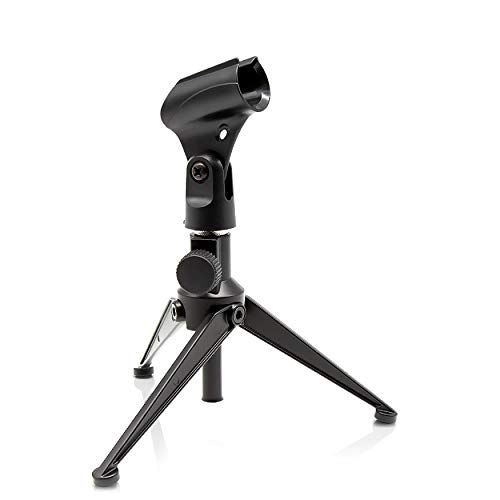  Pyle Desktop Tripod Microphone Stand - Adjustable Height 4.7 to 8.7 Inch High with Heavy Duty Clutch Support Weight 5 Lbs. - Ideal for Recording Podcast or Desktop Application PMKS