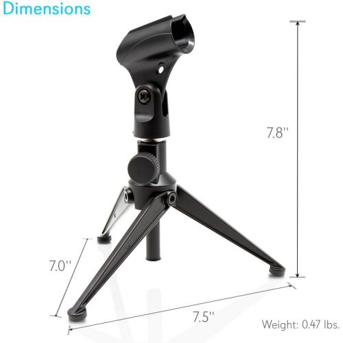  Pyle Desktop Tripod Microphone Stand - Adjustable Height 4.7 to 8.7 Inch High with Heavy Duty Clutch Support Weight 5 Lbs. - Ideal for Recording Podcast or Desktop Application PMKS