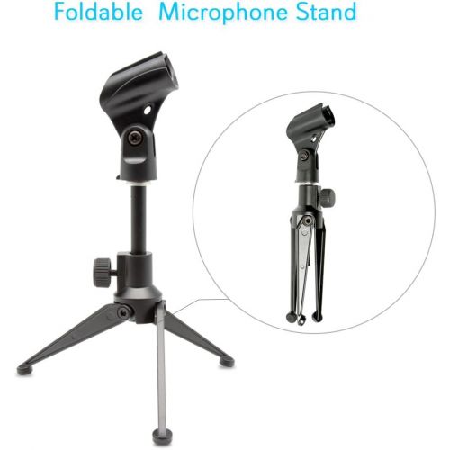  Pyle Desktop Tripod Microphone Stand - Adjustable Height 4.7 to 8.7 Inch High with Heavy Duty Clutch Support Weight 5 Lbs. - Ideal for Recording Podcast or Desktop Application PMKS