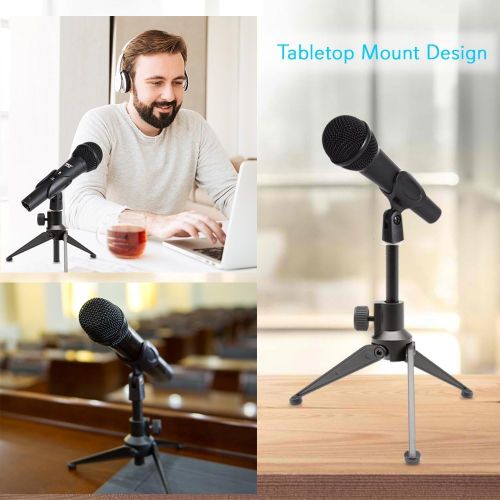  Pyle Desktop Tripod Microphone Stand - Adjustable Height 4.7 to 8.7 Inch High with Heavy Duty Clutch Support Weight 5 Lbs. - Ideal for Recording Podcast or Desktop Application PMKS