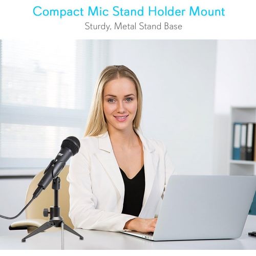  Pyle Desktop Tripod Microphone Stand - Adjustable Height 4.7 to 8.7 Inch High with Heavy Duty Clutch Support Weight 5 Lbs. - Ideal for Recording Podcast or Desktop Application PMKS