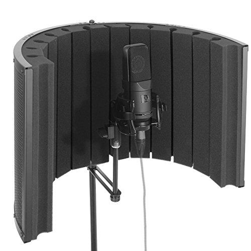  Pyle Mini Portable Vocal Recording Booth - Use with Standard Microphone, Isolation Noise Filter Reflection Shield for Recording Studio Quality Audio - Dual Acoustic Foam Soundproof