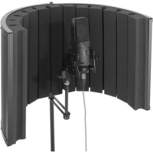  Pyle Mini Portable Vocal Recording Booth - Use with Standard Microphone, Isolation Noise Filter Reflection Shield for Recording Studio Quality Audio - Dual Acoustic Foam Soundproof