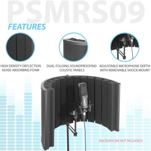  Pyle Mini Portable Vocal Recording Booth - Use with Standard Microphone, Isolation Noise Filter Reflection Shield for Recording Studio Quality Audio - Dual Acoustic Foam Soundproof