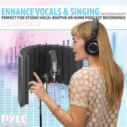  Pyle Mini Portable Vocal Recording Booth - Use with Standard Microphone, Isolation Noise Filter Reflection Shield for Recording Studio Quality Audio - Dual Acoustic Foam Soundproof