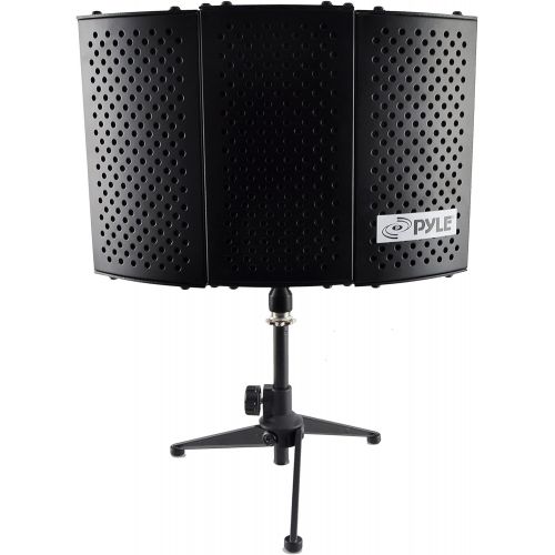  Pyle Sound Isolation Recording Booth Shield - 2 Thick Foldable Studio Microphone Dampening Filter Foam Cube, Audio Acoustic Noise Isolator Platform Pads w/ Wedgie Padding, Tripod B