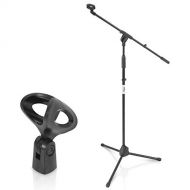Pyle Foldable Tripod Microphone Stand - Universal Mic Mount and Height Adjustable from 37.5 to 65.0 Inch High w/ Extending Telescoping Boom Arm Up to 28.0 - Knob Tension Lock Mecha