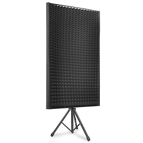  Pyle PSiP24 Acoustic Isolation Absorber Shield Sound Wall Panel Studio Foam and Dampening Wedge with Height Adjustable Stand