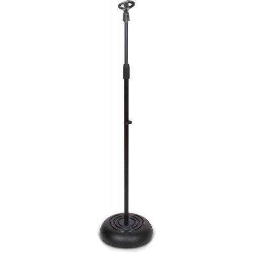  Pyle Microphone Stand - Universal Mic Mount with Heavy Compact Base, Height Adjustable (2.8’ - 5’ ft.)- PMKS5