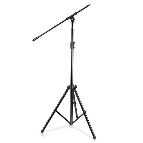  Pyle Heavy Duty Microphone Stand - Height Adjustable from 51.2 to 78.75 Inch High w/ Extendable Telescoping Boom Arm 29.5 and Stable Tripod Base - Clutch in T-Bar Adjustment Point