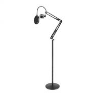 Pyle Microphone Boom Suspension Stand - Scissor Spring Arm Floor Mic Stand with Shock Mount & Pop Filter (PMKSH28),Black