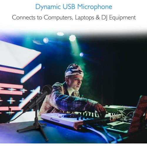  Pyle Upgraded USB Dynamic Studio Microphone - Recording Set W Table Tripod Mic Stand & 6.5’ Cable Plug & Play Home, Professional Studio Vocals & Instrument Audio - Great for Windows & M