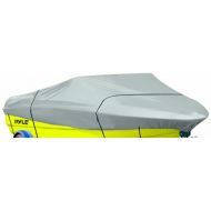 Pyle Protective Storage Boat Cover - Waterproof, Mildew and Weather Resistant with UV Sun Damage Protection Marine Grade Canvas for 17-19L Beam Width to 120V-Hull Runabouts and Out