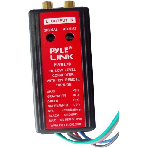  2-Channel Hi-Level To Low-Level Converter - Auto Adjustable w/ 12V Remote Turn-On, Dual Channel, Full DC Isolation, Easy To Install, Sound w/ RCA Functions - Pyle PLVHL70