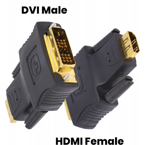  Pyle HDMI to DVI Adapter - DVI Male 18 Pin to HDMI Female 19 Pin w/ 24K Gold-Plated Connectors, PVC Jacket, Hook Up Blu-ray Player, TV Box, Game Console to TV, Monitor, HDTV and Project