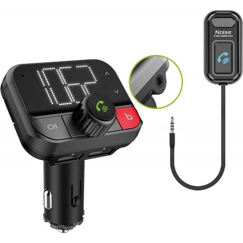  Pyle Cigarette Lighter Bluetooth FM Transmitter - Universal Wireless Car Bluetooth Adapter, Music Audio Stereo Radio Receiver w/Mic, Handsfree Calling, Siri/Google Asst, USB, Micro SD S