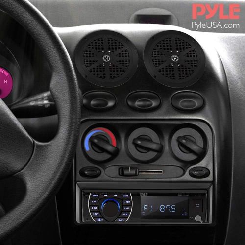  Pyle Marine Head Unit Receiver Speaker Kit - In-Dash LCD Digital Stereo Built-in Bluetooth & Microphone w/ AM FM Radio System 6.5’’ Waterproof Speakers (4) MP3/SD Readers & Remote Contr