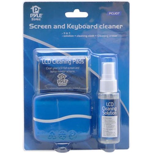  Pyle Computer LCD Screen Cleaning Kit - Tool Includes Cleaner Solution Spray, Keyboard Brush, 5 Microfiber Cloth Wipes - Cleans Laptop Surface, Plasma / Flat TV Monitor, Macbook, iPad,