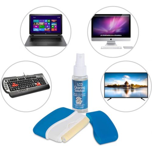  Pyle Computer LCD Screen Cleaning Kit - Tool Includes Cleaner Solution Spray, Keyboard Brush, 5 Microfiber Cloth Wipes - Cleans Laptop Surface, Plasma / Flat TV Monitor, Macbook, iPad,